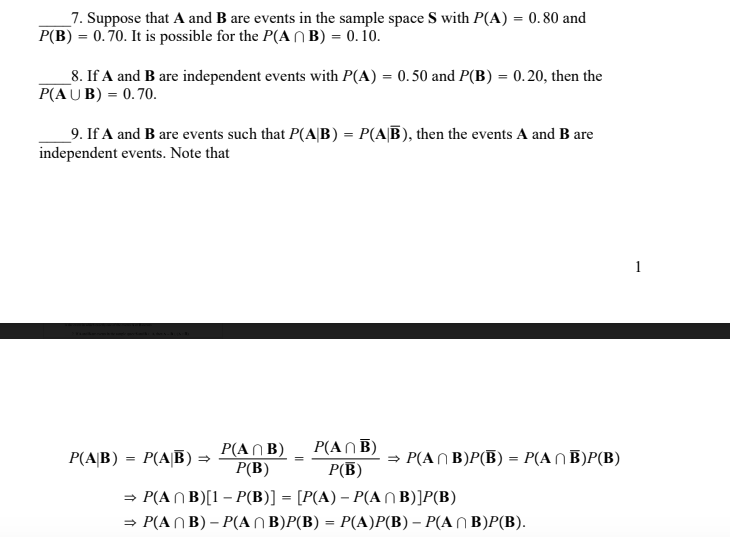 Solved 7. Suppose That A And B Are Events In The Sample | Chegg.com