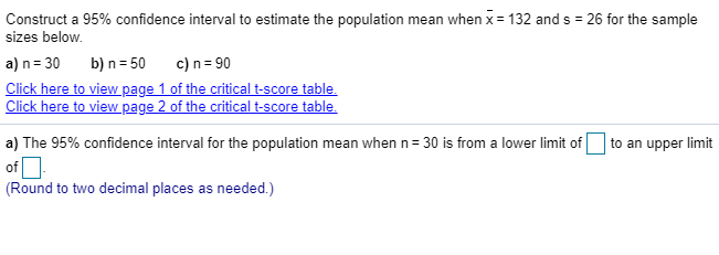 Solved Construct a 95% confidence interval to estimate the | Chegg.com
