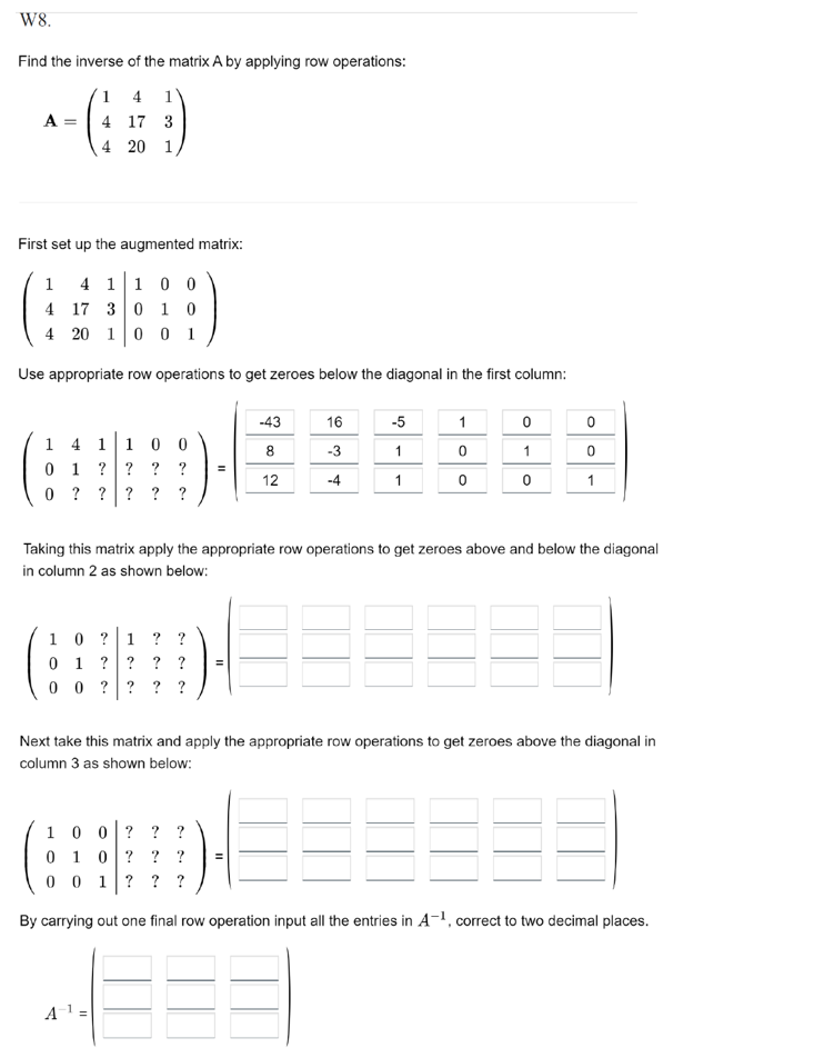 Solved Find the inverse of the matrix A ﻿by applying row | Chegg.com