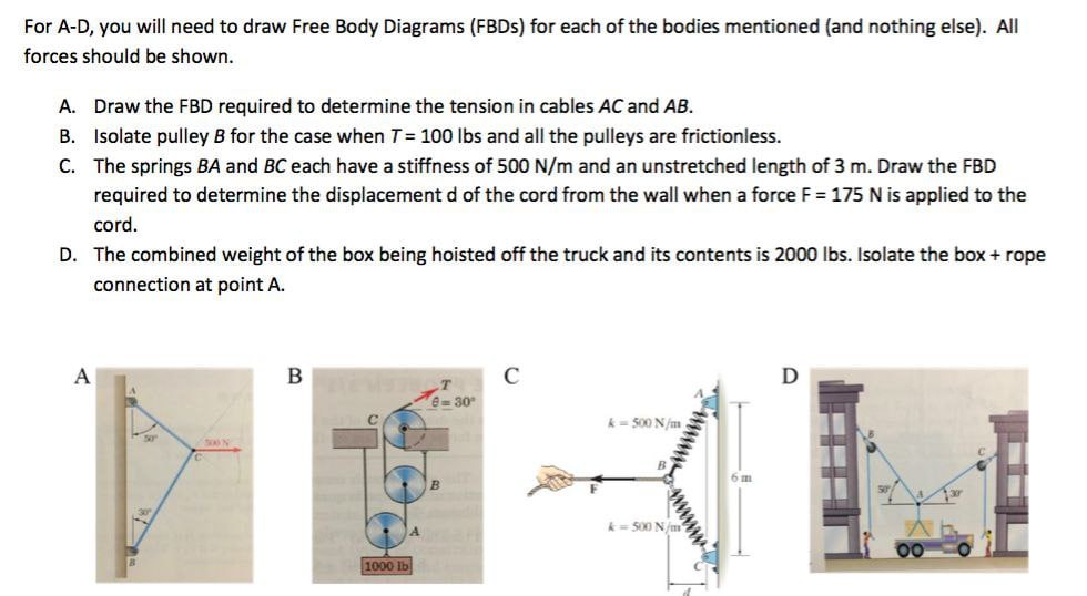 Solved For A-D, ﻿you will need to draw Free Body Diagrams | Chegg.com