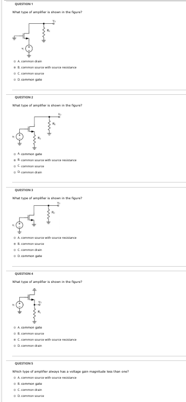 Solved QUESTION 1 What type of amplifier is shown in the | Chegg.com