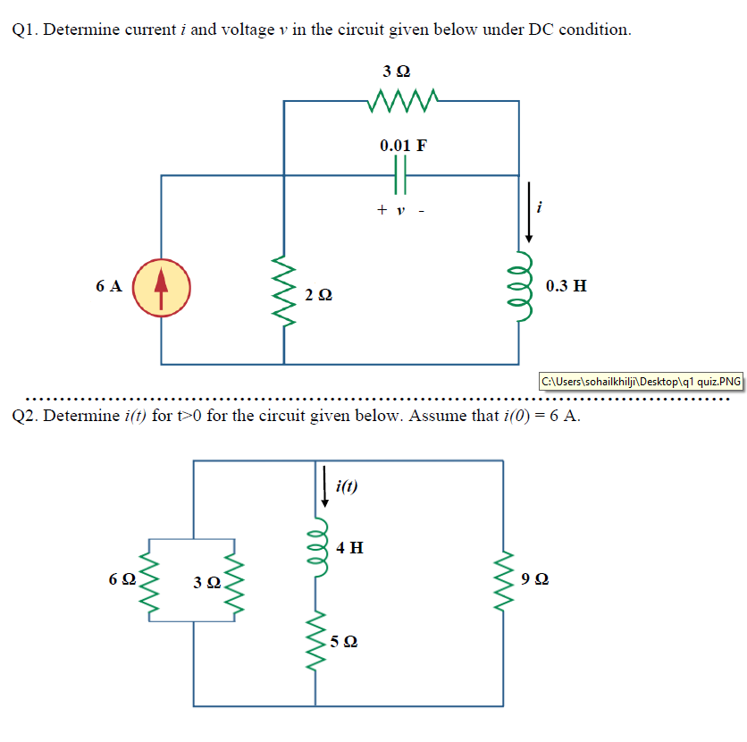 Solved Q1. Determine current i and voltage v in the circuit | Chegg.com