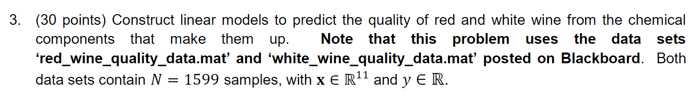 3. (30 points) Construct linear models to predict the | Chegg.com