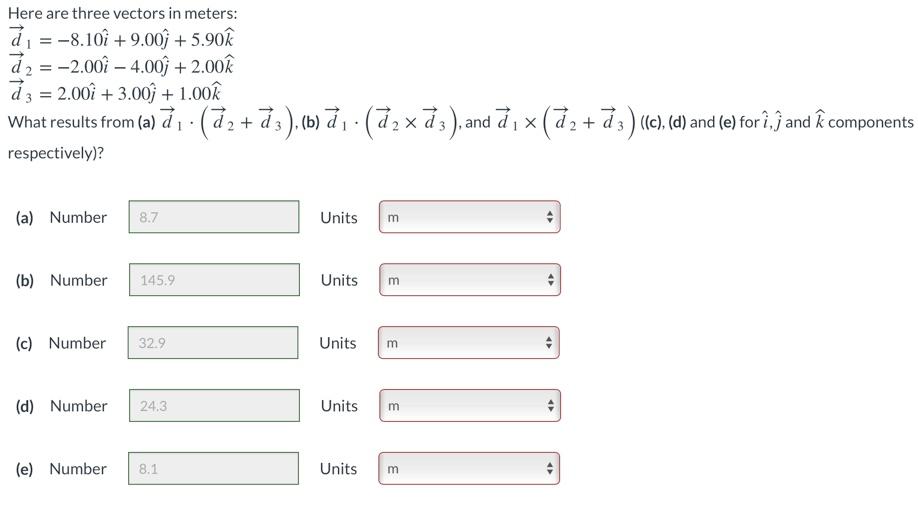 Solved S Here Are Three Vectors In Meters Di 8 109 Chegg Com