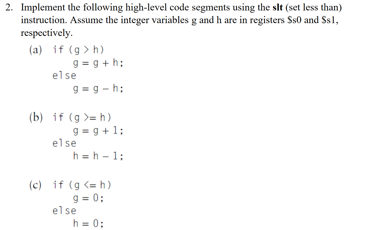 Solved Implement the following high-level code segments | Chegg.com