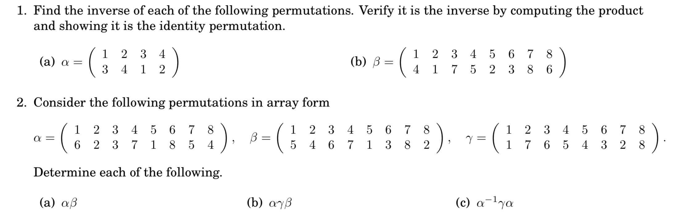 Solved 1. Find the inverse of each of the following | Chegg.com