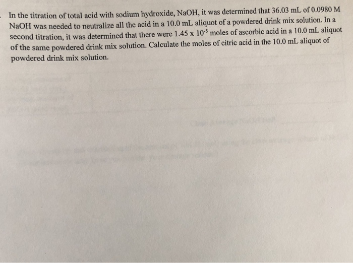 Solved n the titration of total acid with sodium hydroxide, | Chegg.com