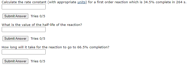 Solved Calculate the rate constant (with appropriate units) | Chegg.com