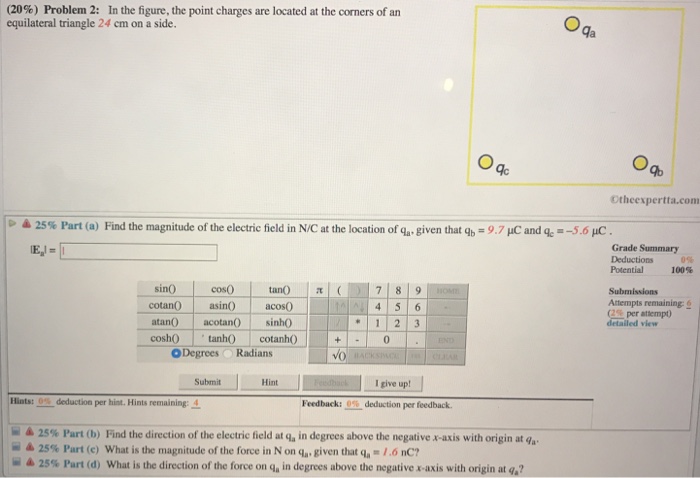 Solved (20%) Problem 2: In The Figure, The Point Charges Are | Chegg.com