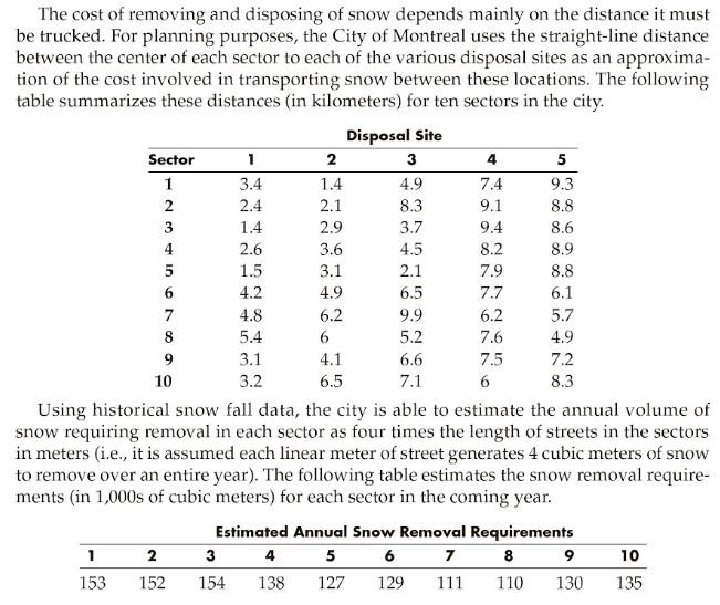 Solved I need help answering the snow removal case in EXCEL