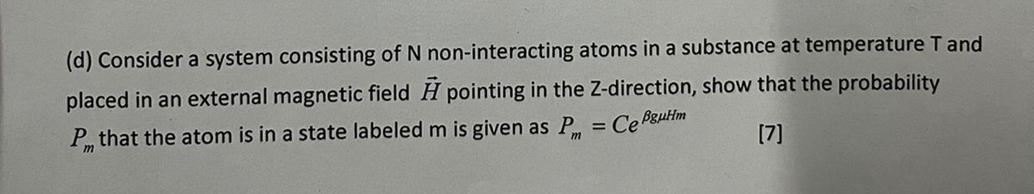 Solved (d) ﻿Consider a system consisting of N | Chegg.com