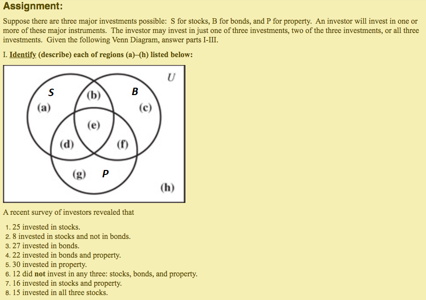 Solved Assignment: Suppose There Are Three Major Investments | Chegg.com