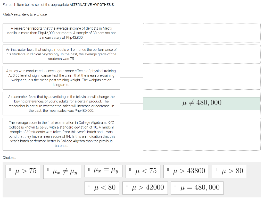 Solved For Each Item Below Select The Appropriate | Chegg.com