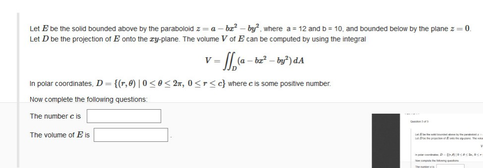 Solved Let E be the solid bounded above by the paraboloid z | Chegg.com