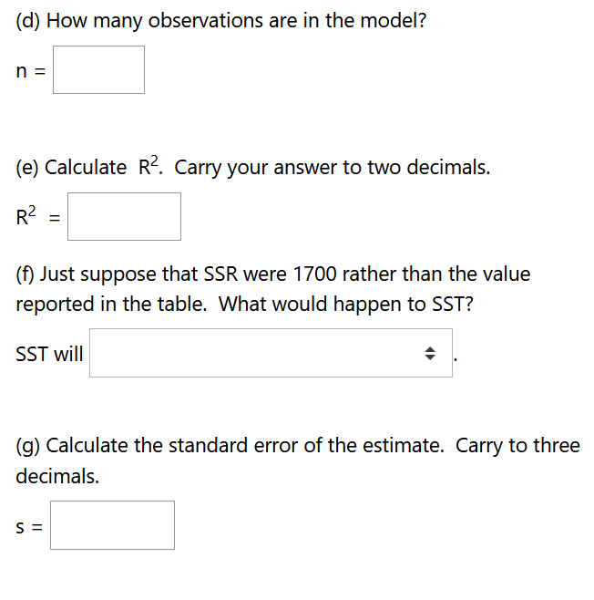 Solved Below is a partial ANOVA table from a bivariate | Chegg.com