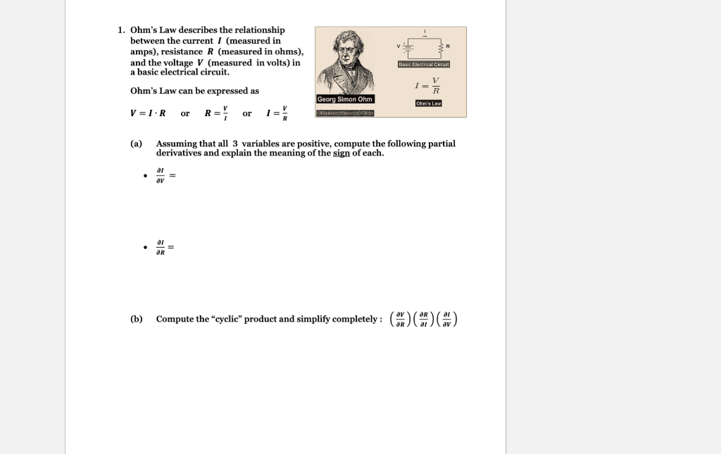 Solved 1. Ohm's Law describes the relationship between the