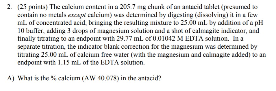 Solved B) Express the percent calcium as % calcium carbonate | Chegg.com