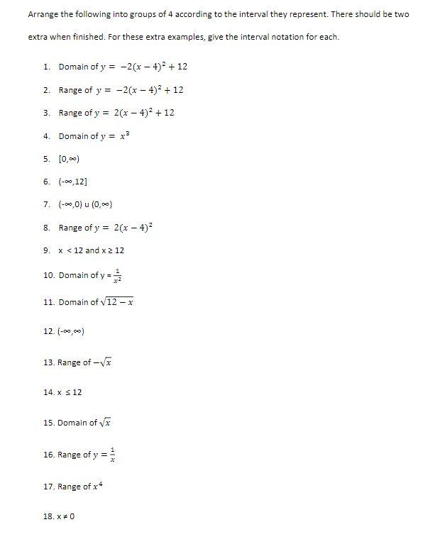 Solved Arrange the following into groups of 4 according to | Chegg.com