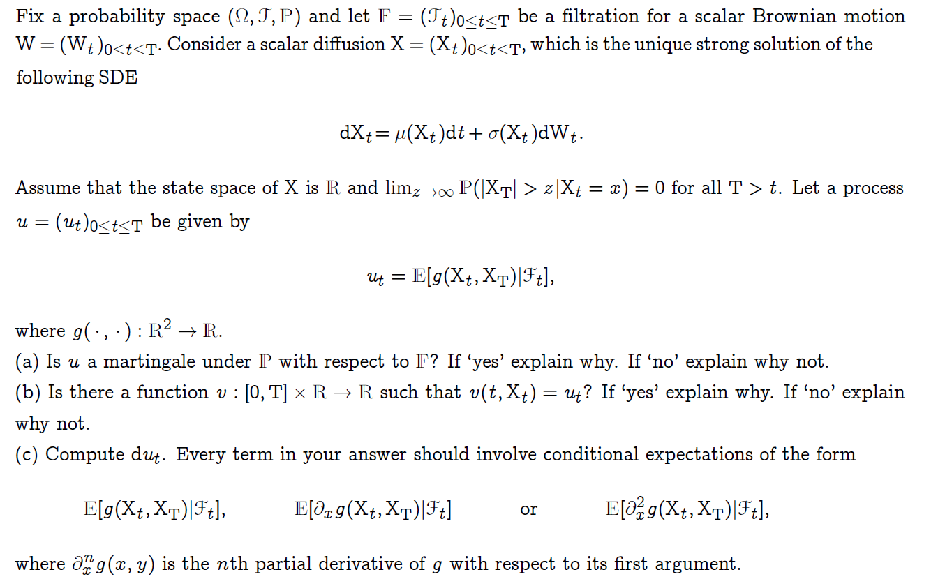 Solved Fix A Probability Space 12 F P And Let F Ft O Chegg Com