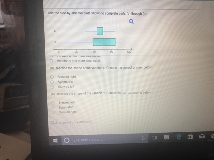 Solved Use the side-by-side boxplots shown to complete parts | Chegg.com