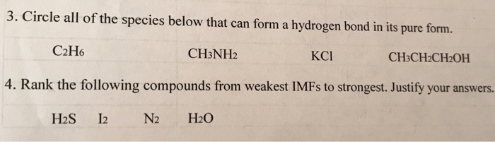 Solved s below that can form a hydrogen bond in its pure | Chegg.com