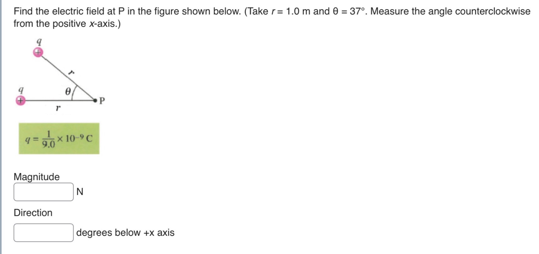 Solved Find the electric field at P in the figure shown | Chegg.com