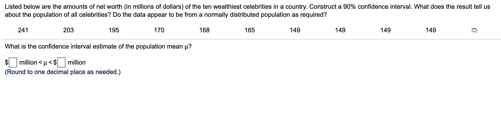 Solved Listed Below Are The Amounts Of Net Worth (in | Chegg.com