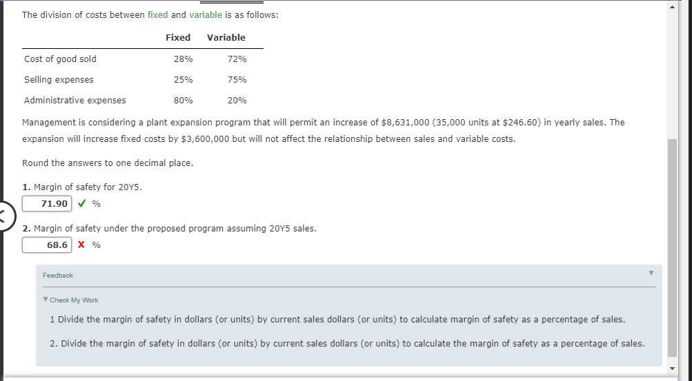 Solved Margin Of Safety Kearney Company Operating At Full Chegg