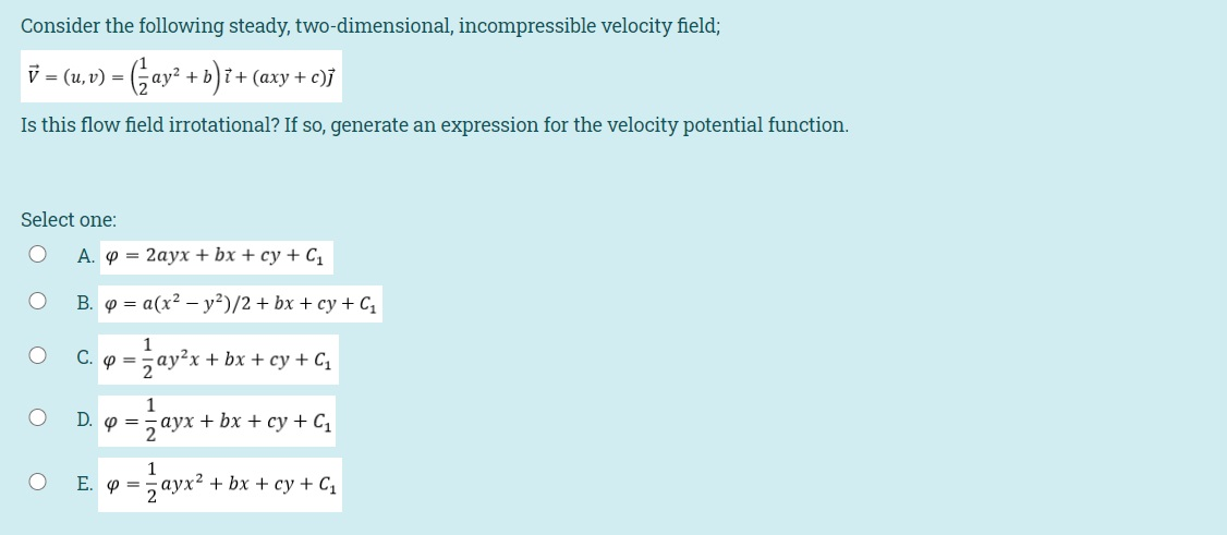 Solved Consider The Following Steady Two Dimensional 4972