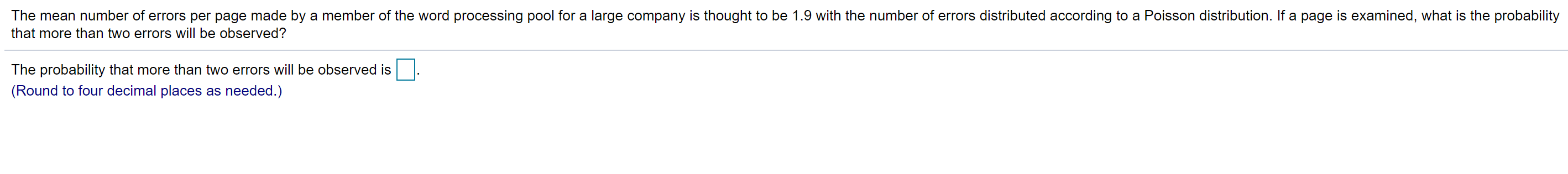 Solved The mean number of errors per page made by a member | Chegg.com
