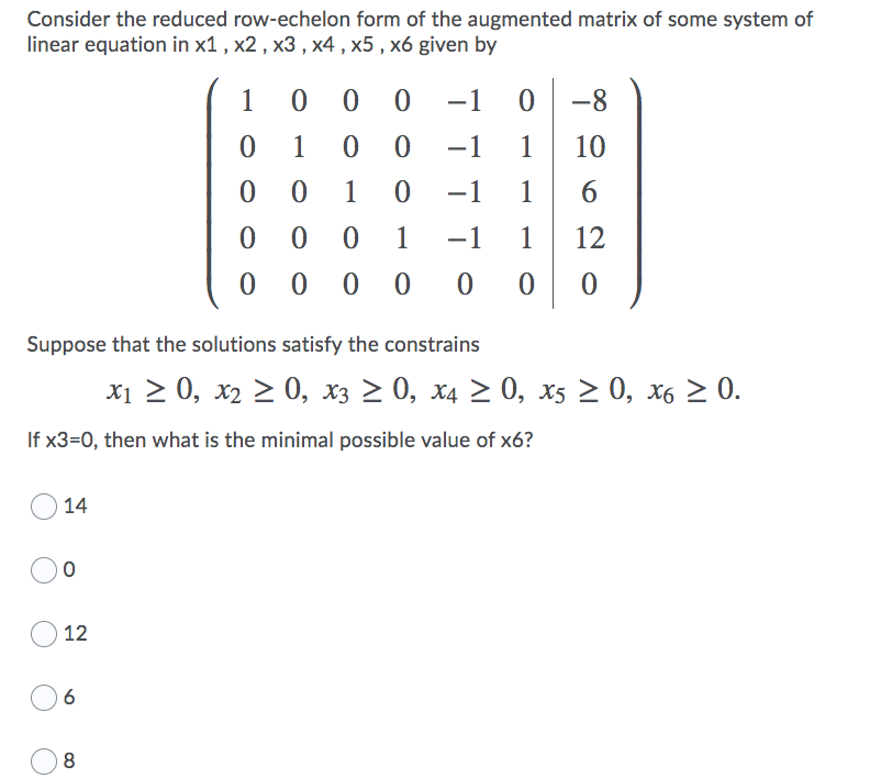 Solved Consider the reduced row echelon form of the Chegg