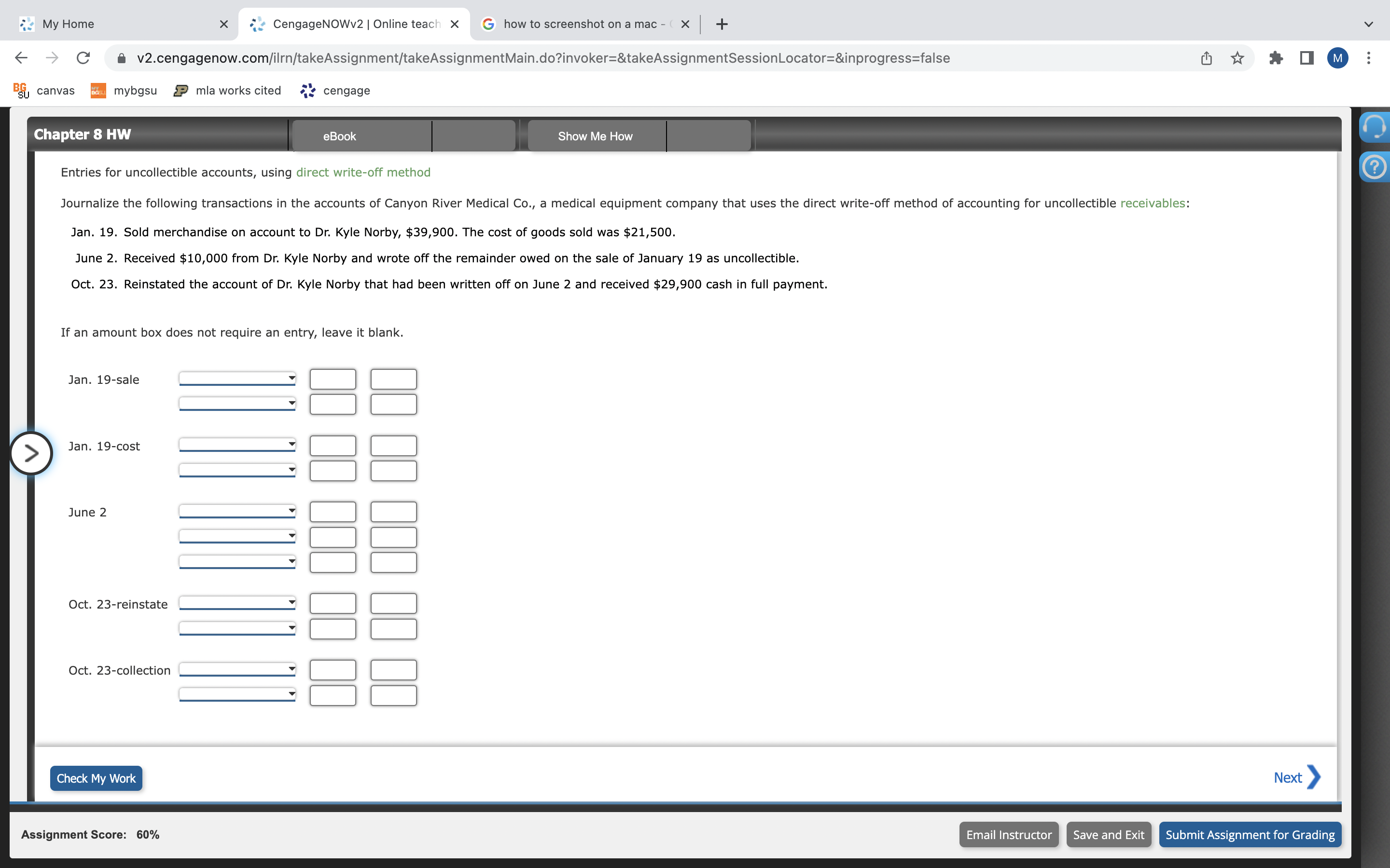 Solved Entries for uncollectible accounts, using direct | Chegg.com