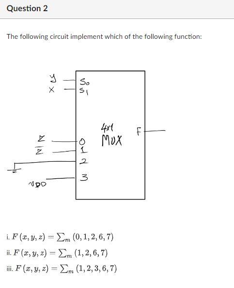 Solved The Following Circuit Implement Which Of The | Chegg.com