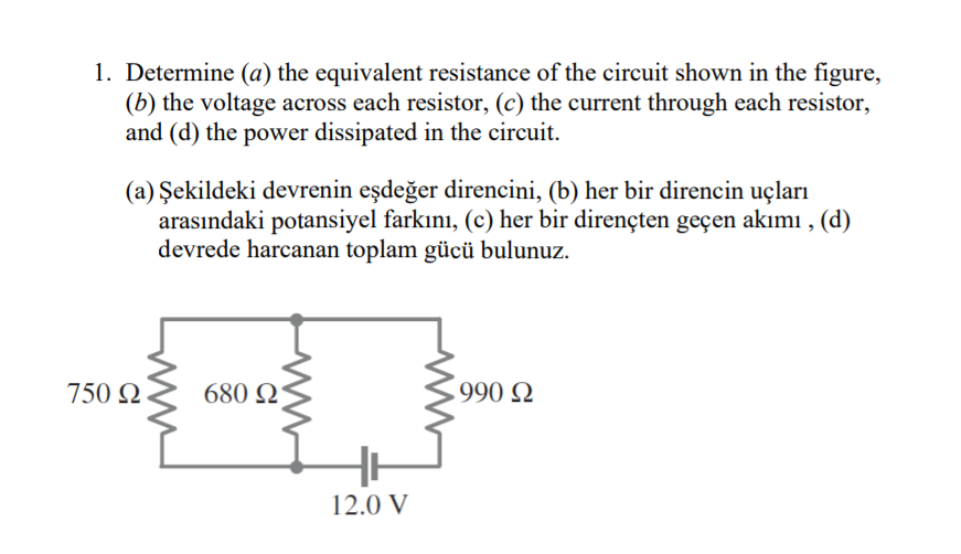 Solved 1. Determine (a) the equivalent resistance of the