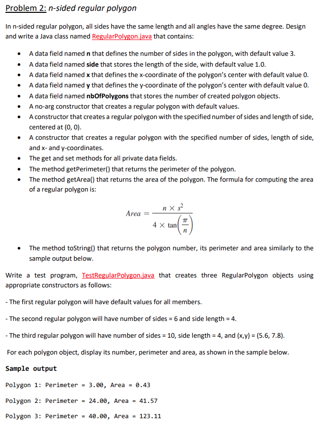 Solved Problem 2: N-sided Regular Polygon In N-sided Regular | Chegg.com