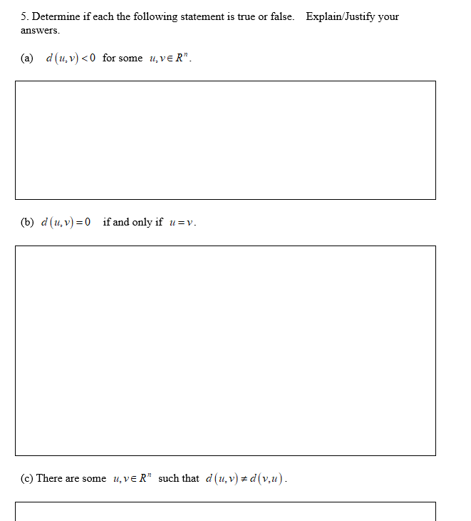 Solved 5. Determine if each the following statement is true | Chegg.com