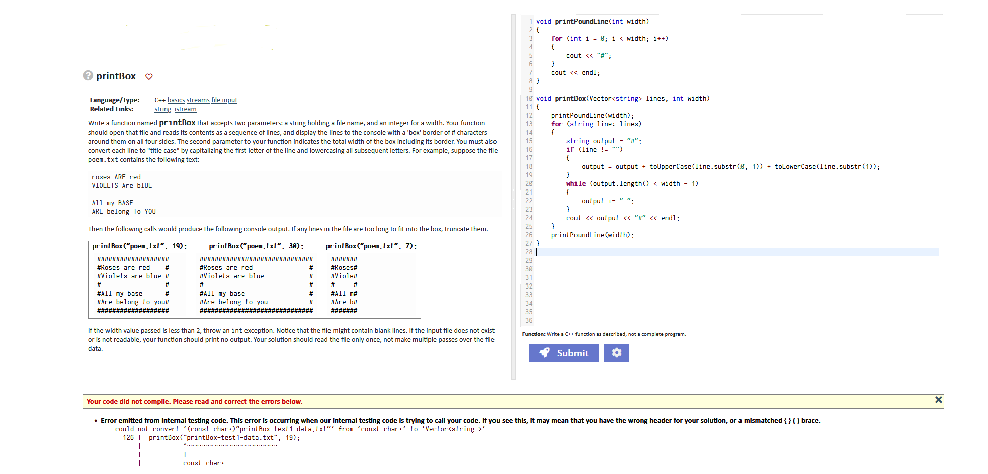 Solved for (int i = 0; i