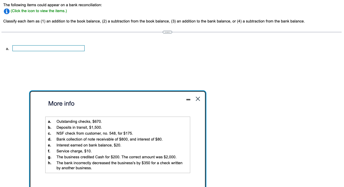 Solved The Following Items Could Appear On A Bank | Chegg.com