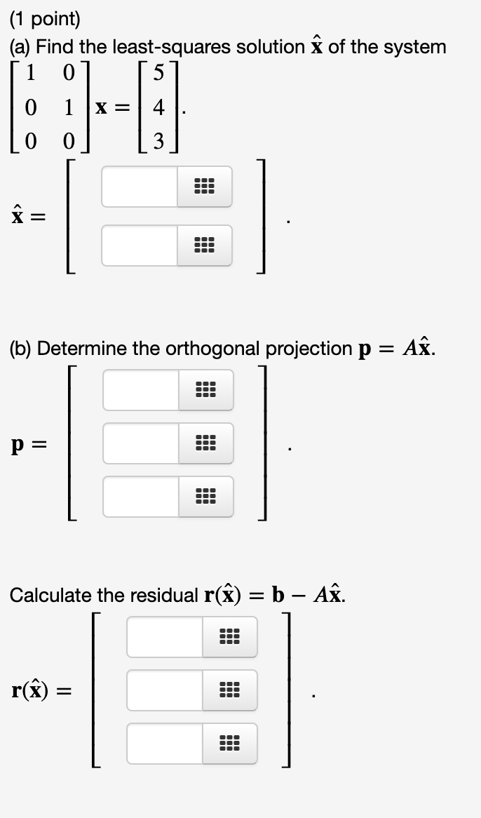 Solved 1 Point A Find The Least Squares Solution O Of Chegg Com