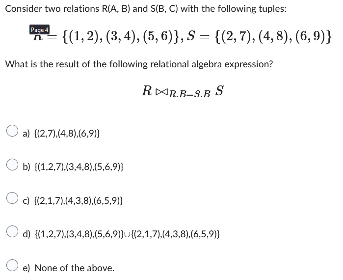 Solved Consider Two Relations R(A,B) And S(B,C) With The | Chegg.com ...