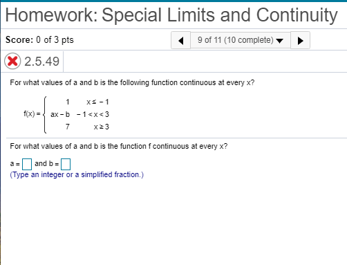 Solved Homework: Special Limits And Continuity Score: 0 Of 3 | Chegg.com