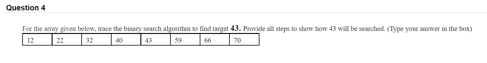 Solved Question 4 For the array given below, trace the | Chegg.com