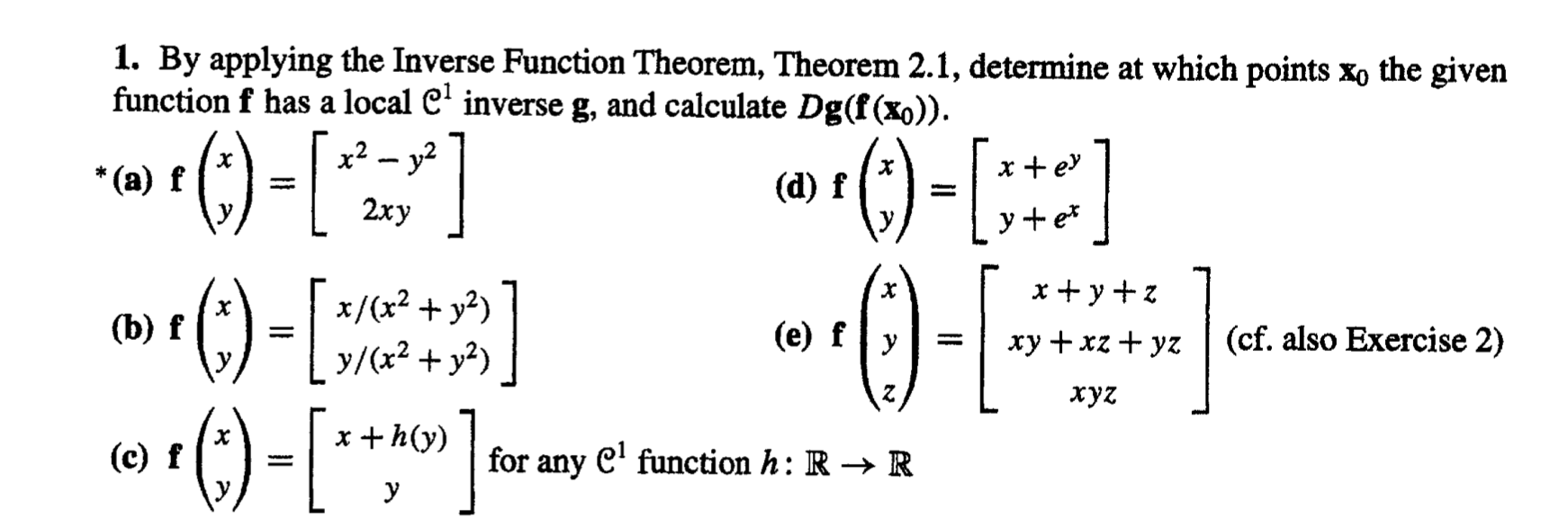 Solved 1. By applying the Inverse Function Theorem, Theorem | Chegg.com