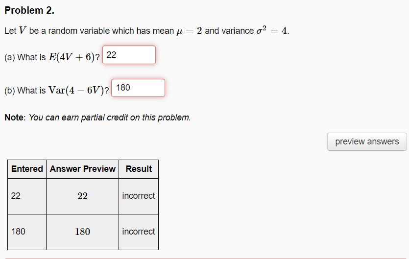 Solved Problem 2 Let V Be A Random Variable Which Has Me Chegg Com