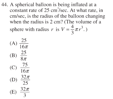 Solved 44. A Spherical Balloon Is Being Inflated At A | Chegg.com