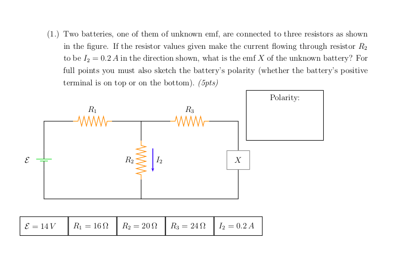 Solved (1.) Two Batteries, One Of Them Of Unknown Emf, Are | Chegg.com