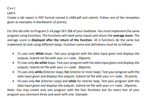 C++ LAB 4. Create a lab report in PDF format named it | Chegg.com