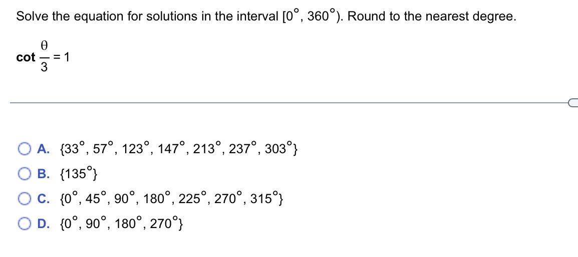Solved Solve the equation for solutions in the interval [0°, | Chegg.com
