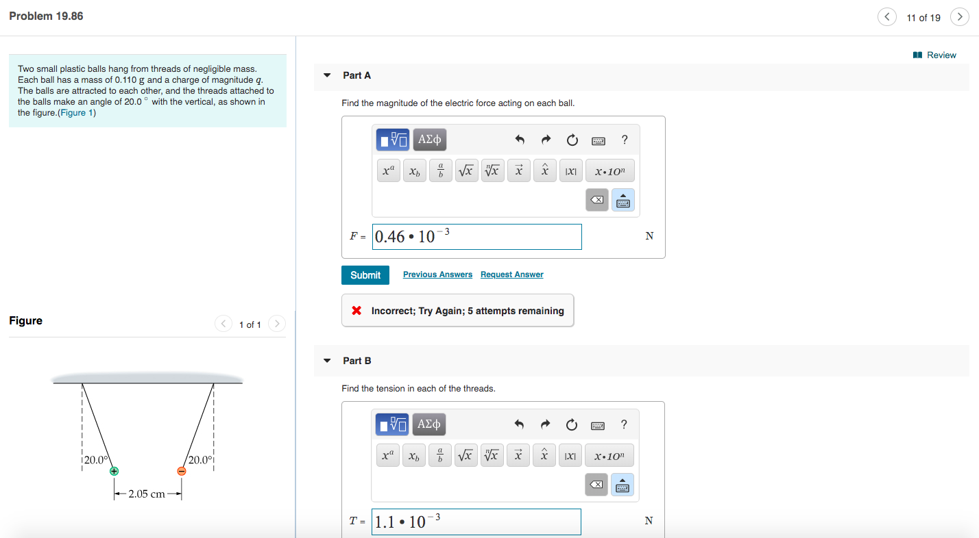 Solved Two small plastic balls hang from threads of