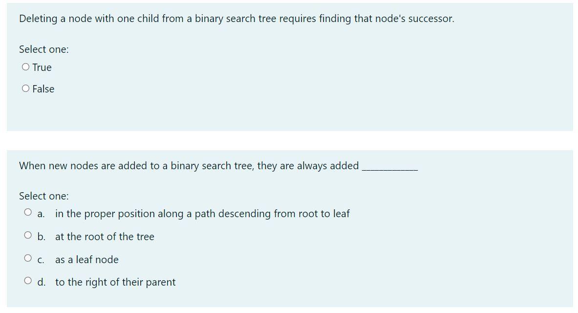 Solved Deleting a node with one child from a binary search | Chegg.com